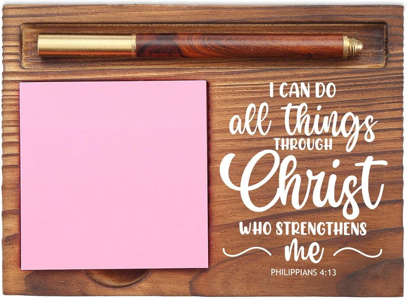 EFFJNSG I Can Do All Things Sticky Note Holder, Christian Desk Organizer for Religious Social Worker Therapist Counselor Educators Gift for Office Self-Stick Note Pad Holders EDP105 - Image 1